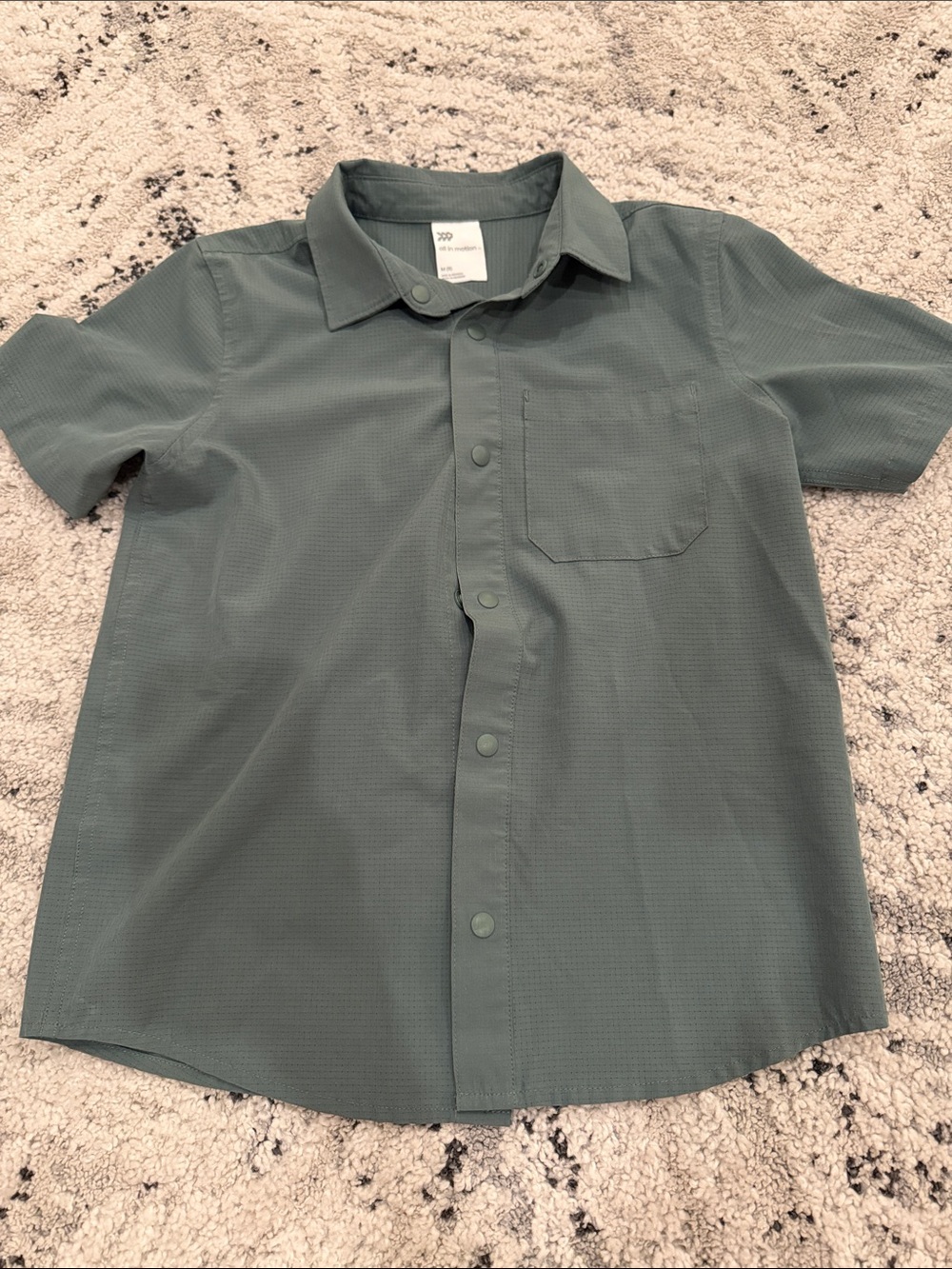 Boys Short-Sleeve Button Shirt - Sage Green